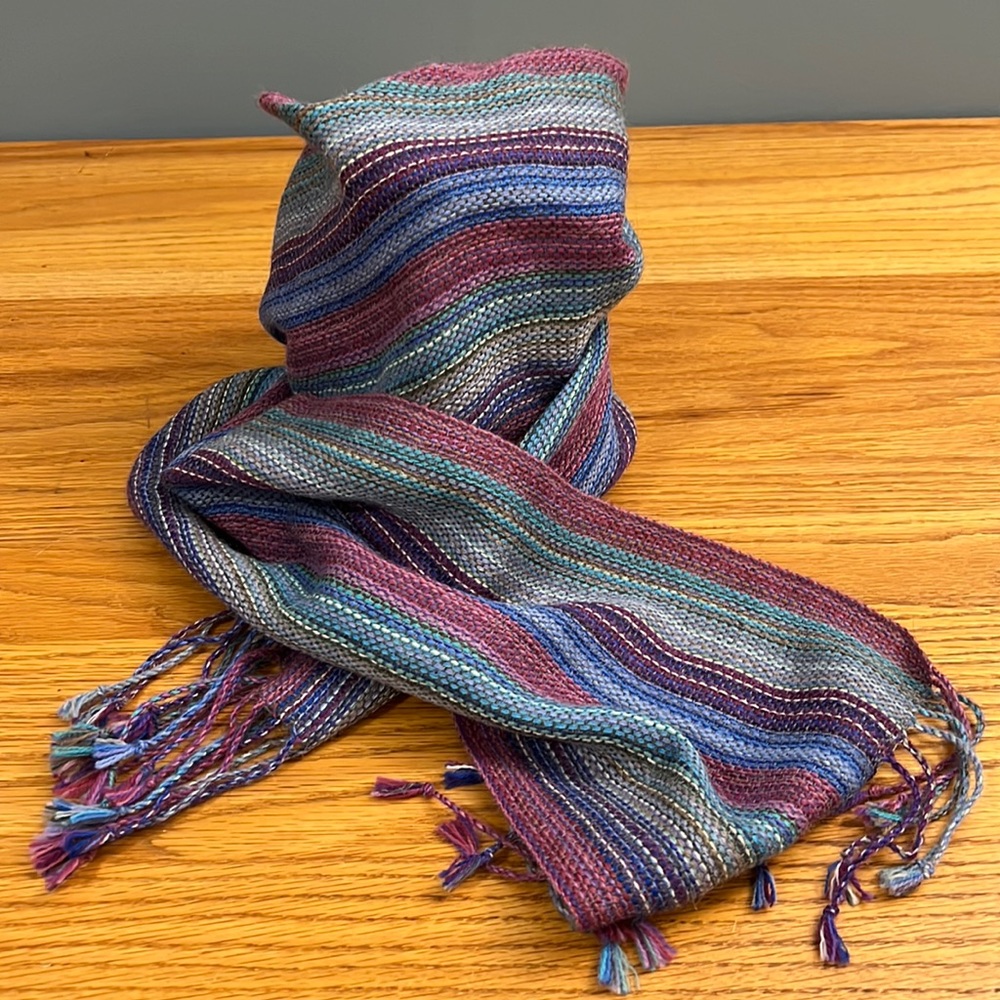 100% Alpaca Woven Scarf Long Wide Multi Blue Purple Pink Green Lightweight
